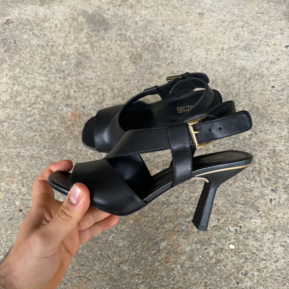 Womens Black Michael Kors Leather Heels